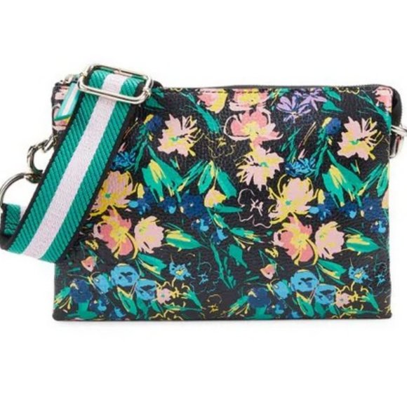 Ted Baker Black Flirty Magnolia Print Bovine Leather Parcey Double Bundle NWT - Picture 4 of 7